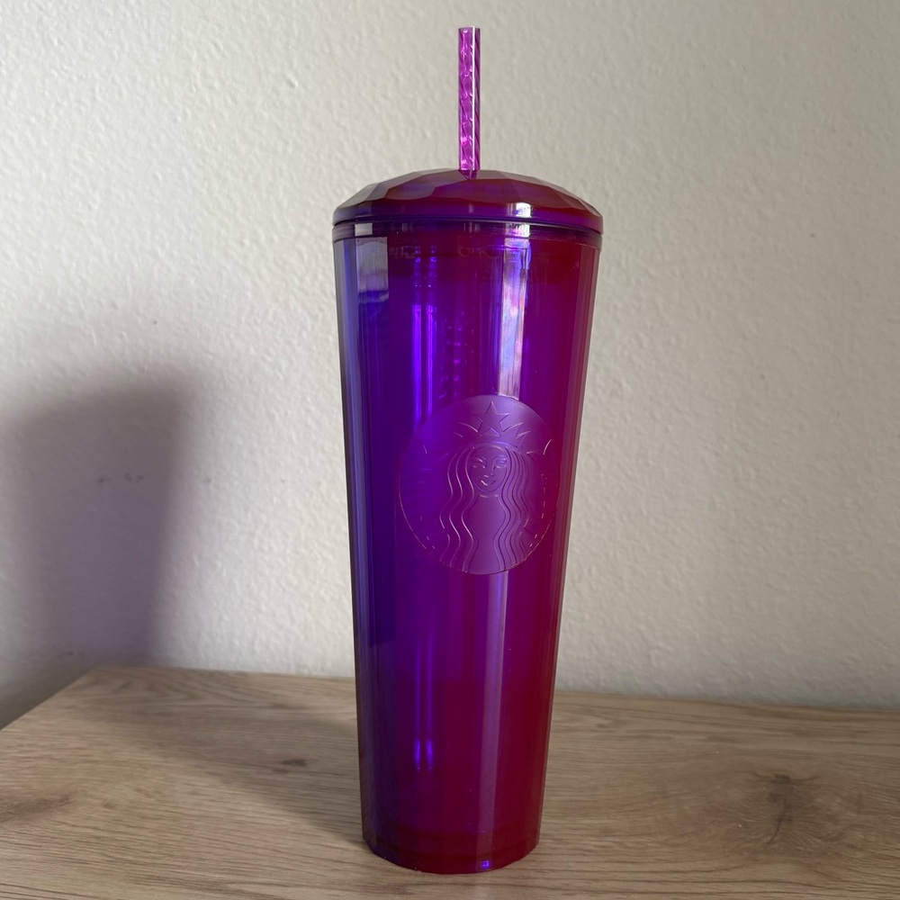 Starbucks 24oz Venti Tumbler Purple‎ Wisteria Kaleidoscope Dome Lid Cold Cup NWT